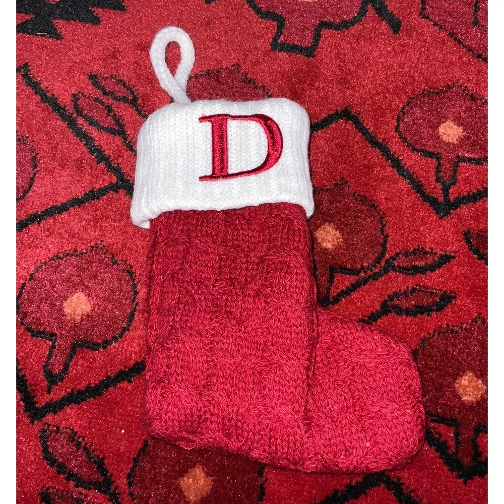 Wondershop Monogram Mini Christmas Stocking Initial D Red Knit Target 7